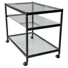 Italian modern cart in steel and glass, 1970s