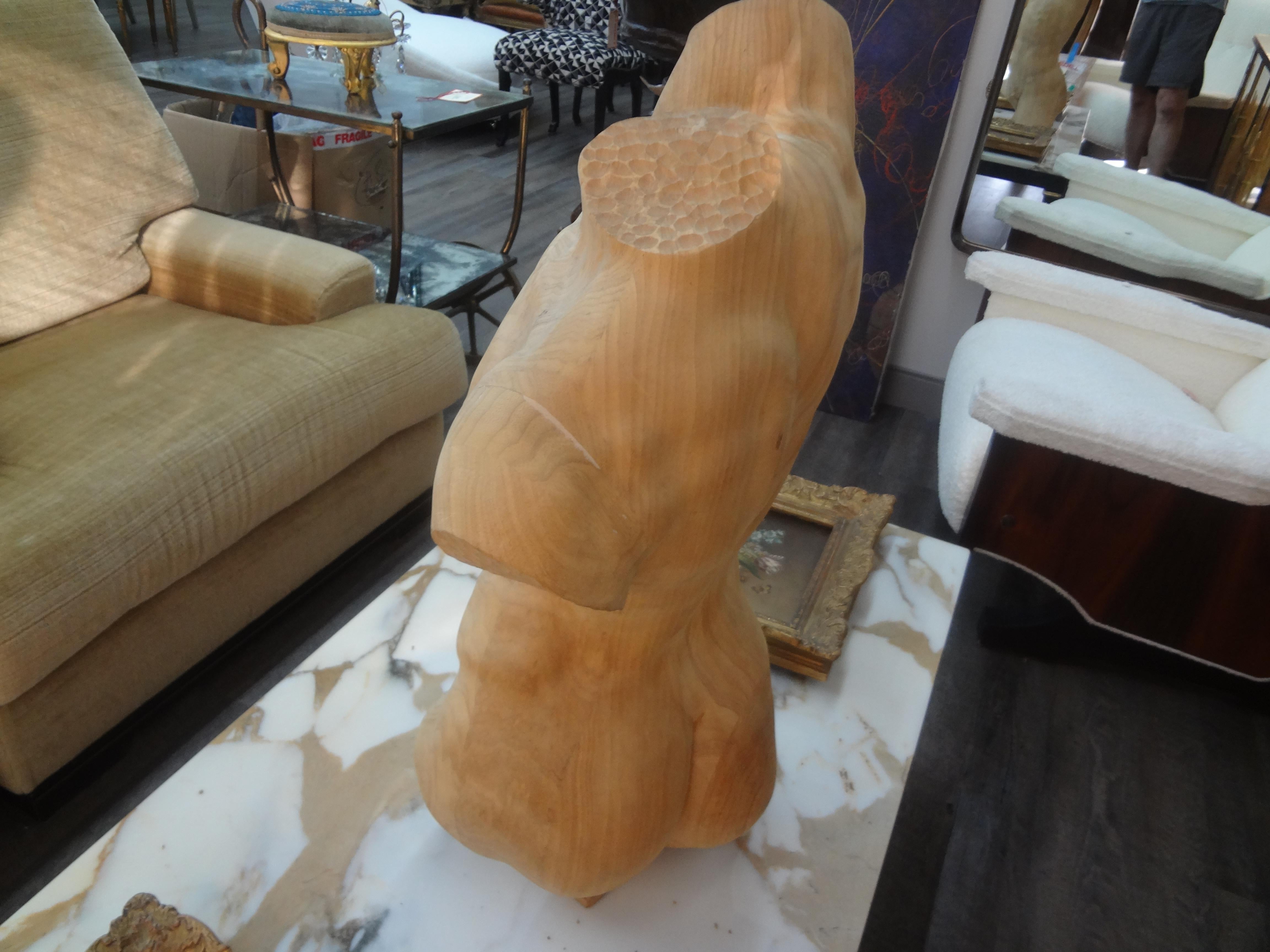 Italian Modern Carved Wood Male Torso For Sale 2