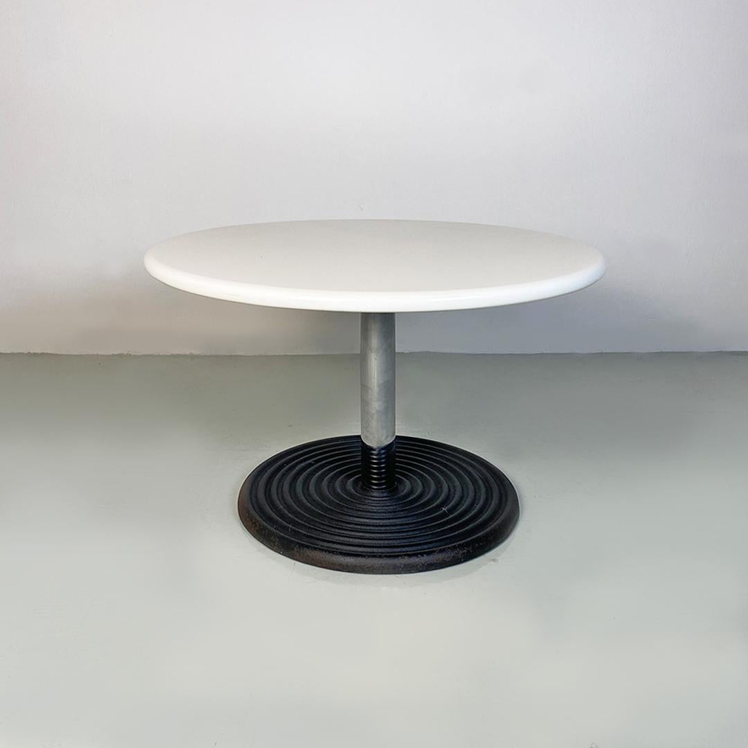 Italian Modern Cast Iron Base and White Resin Top Low Coffee Table, 1980s For Sale 5