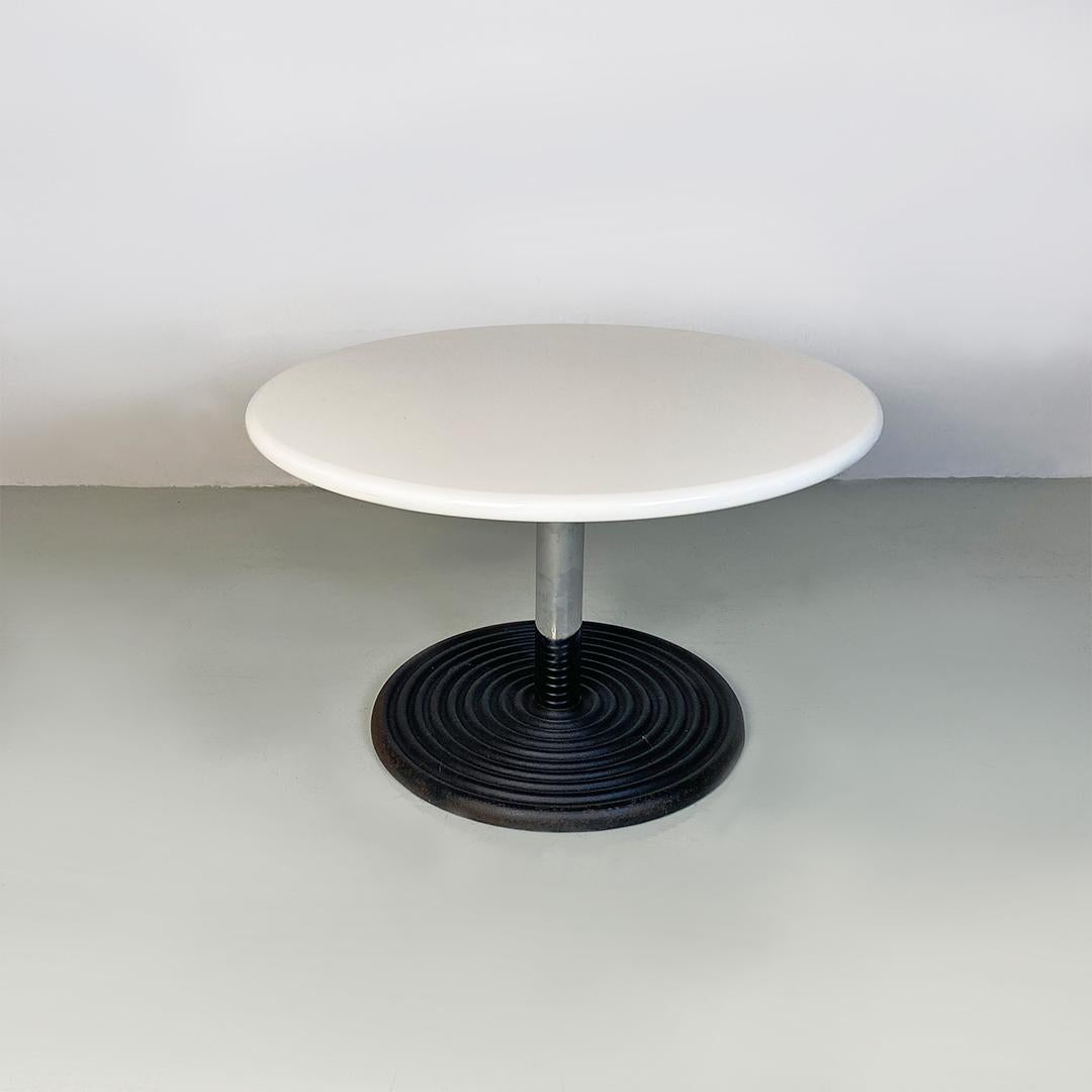 Italian Modern Cast Iron Base and White Resin Top Low Coffee Table, 1980s For Sale 4