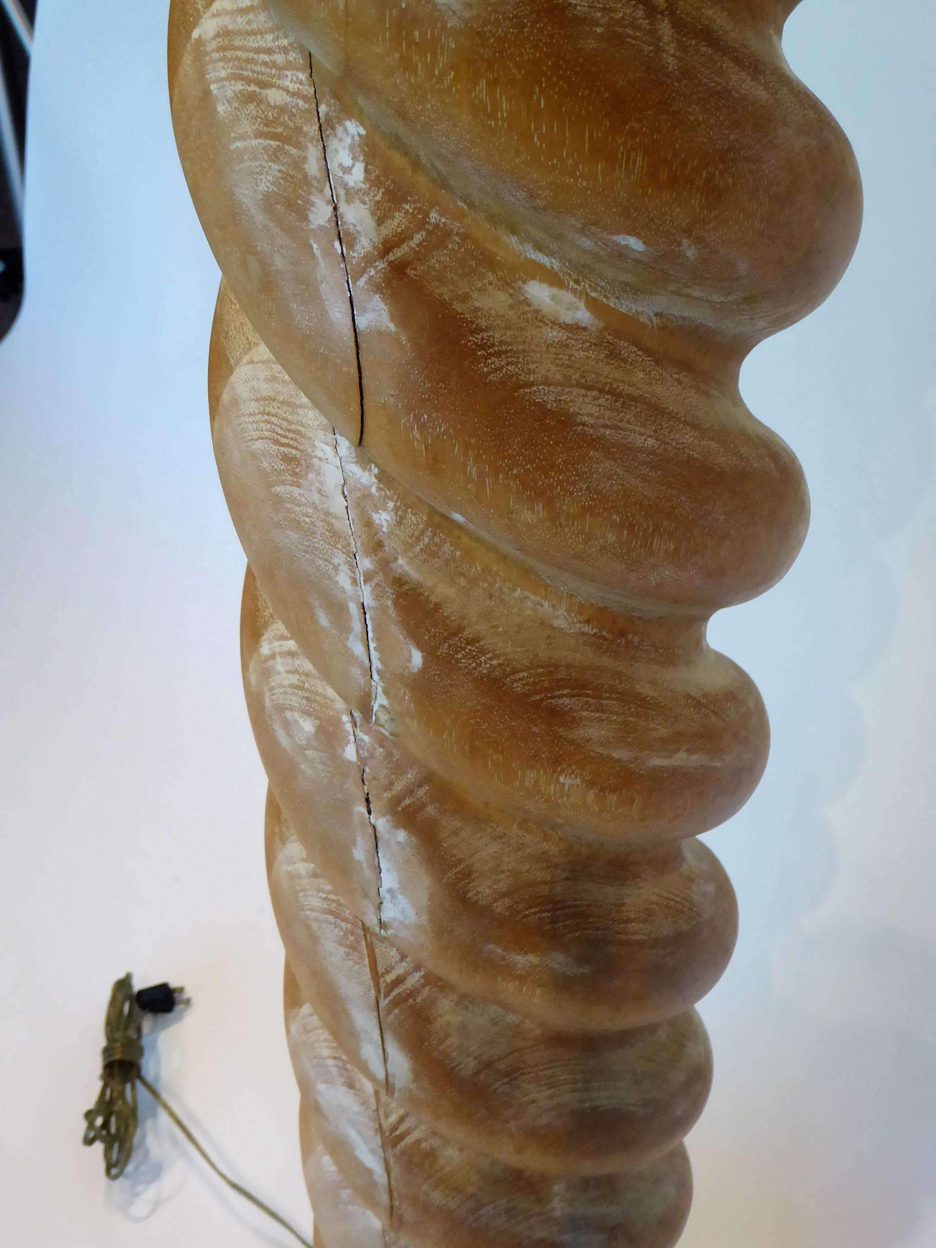 Italian Modern Cerused Oak Barley Twist Columnar Floor Lamp 1960s 5