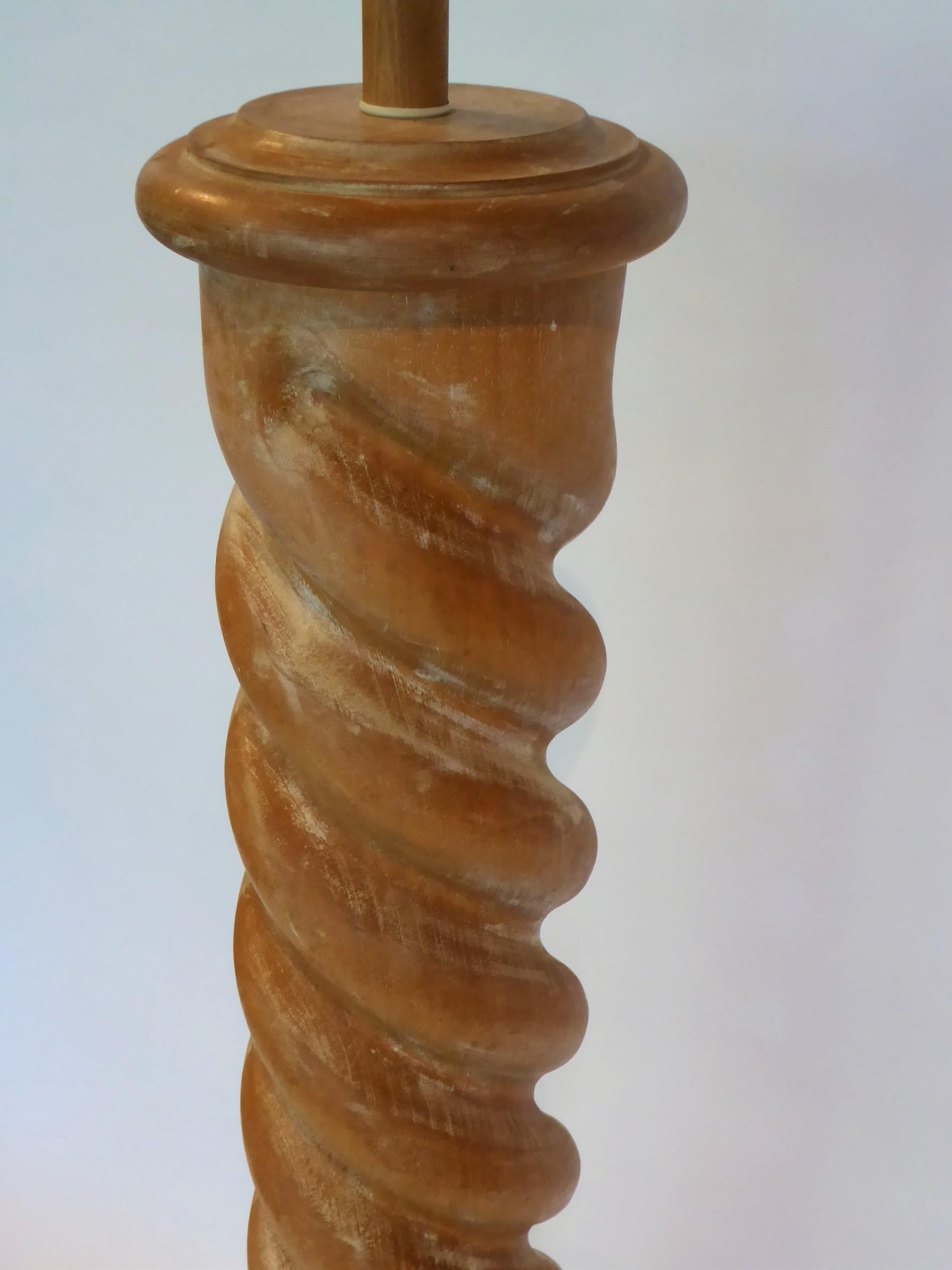 Mid-20th Century Italian Modern Cerused Oak Barley Twist Columnar Floor Lamp 1960s