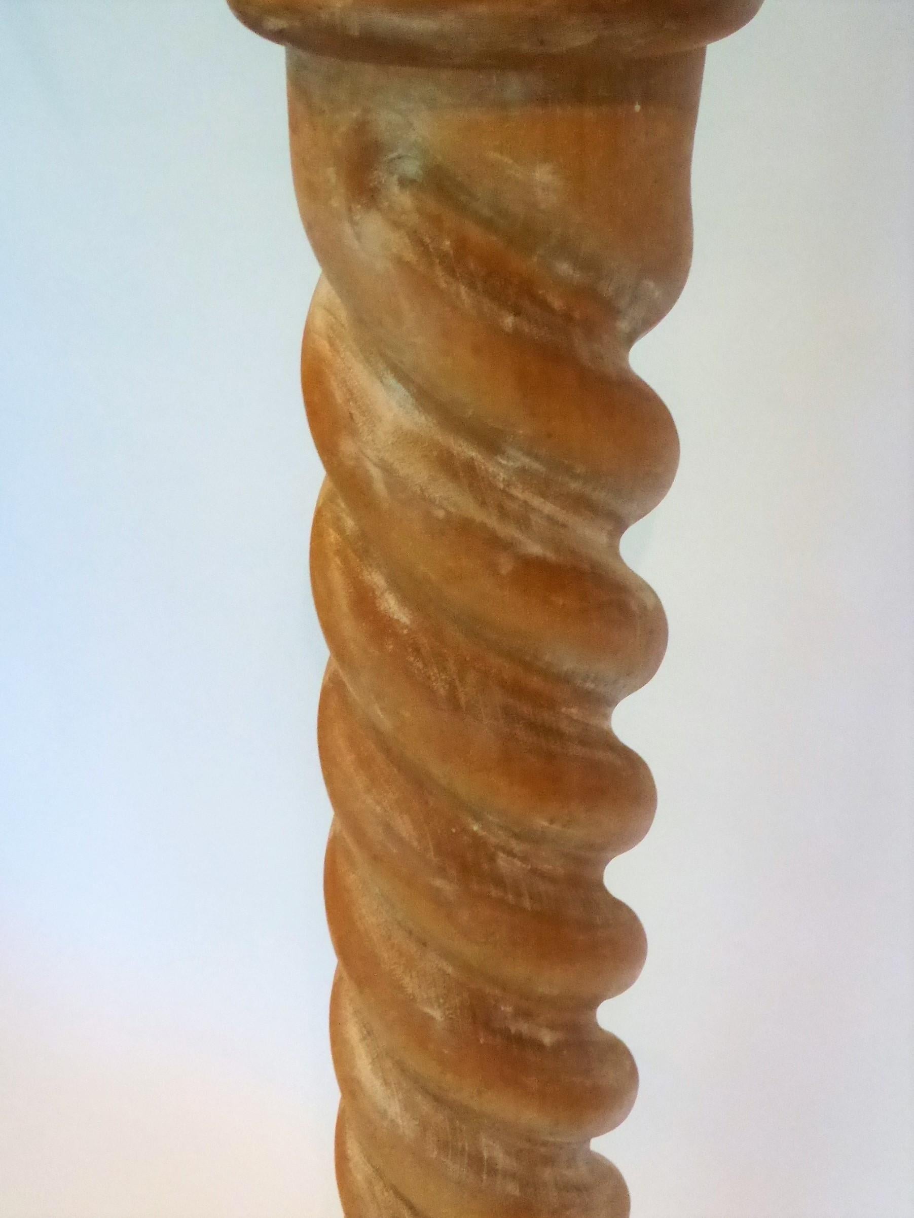 Italian Modern Cerused Oak Barley Twist Columnar Floor Lamp 1960s 1