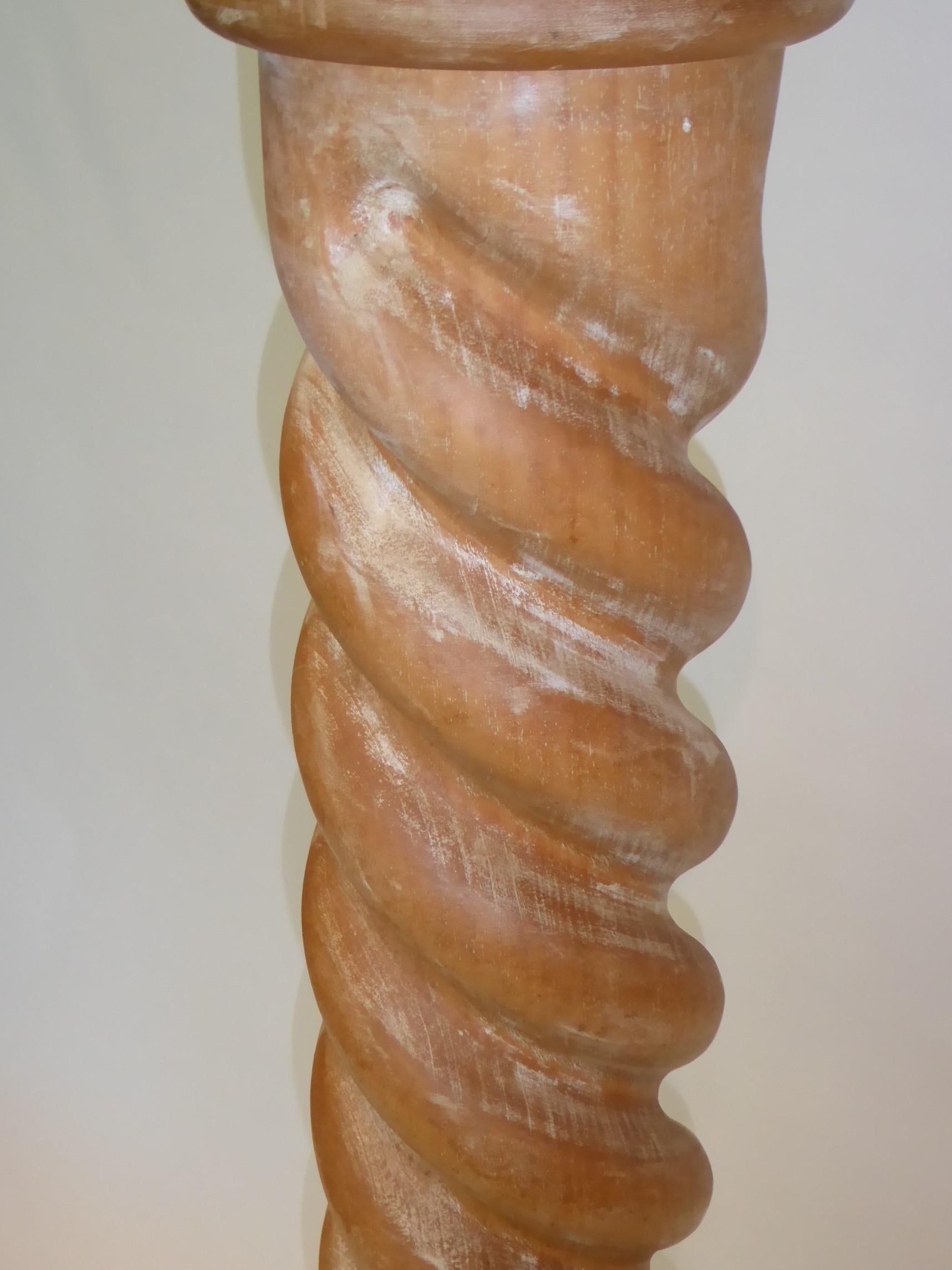 Italian Modern Cerused Oak Barley Twist Columnar Floor Lamp 1960s 2