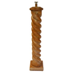 Italian Modern Cerused Oak Barley Twist Columnar Floor Lamp 1960s