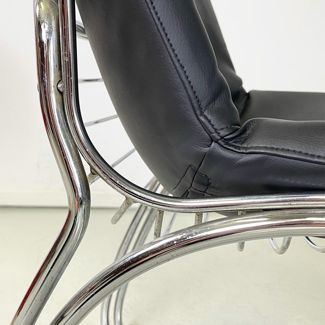 Metal Italian modern chair faux leather pillow Sabrina by Rinaldi for Rima, 1970s