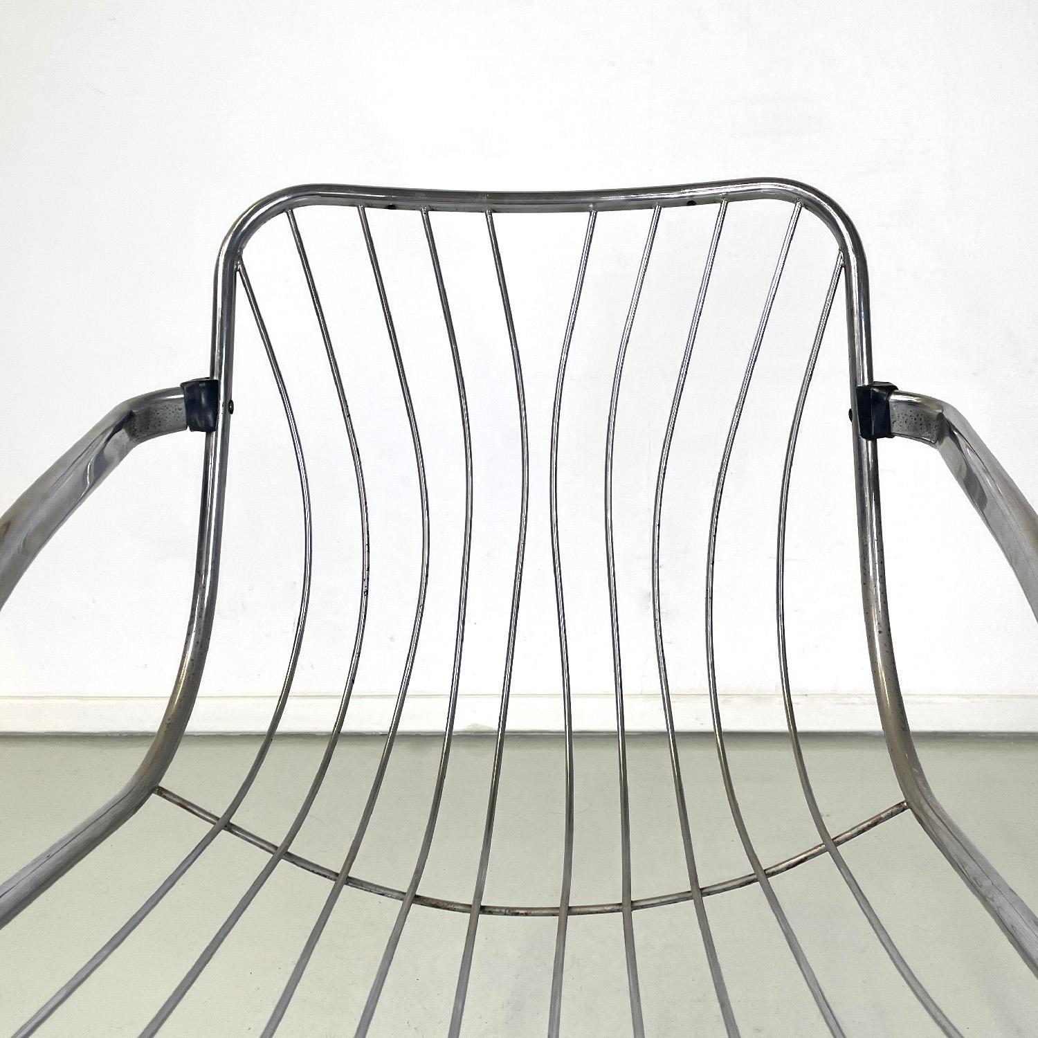 Acier Chaise moderne italienne incurvée en acier chromé tubulaire, 1970 en vente