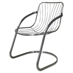 Moderner italienischer Stuhl aus gebogenem, verchromtem Stahlrohr, 1970er Jahre