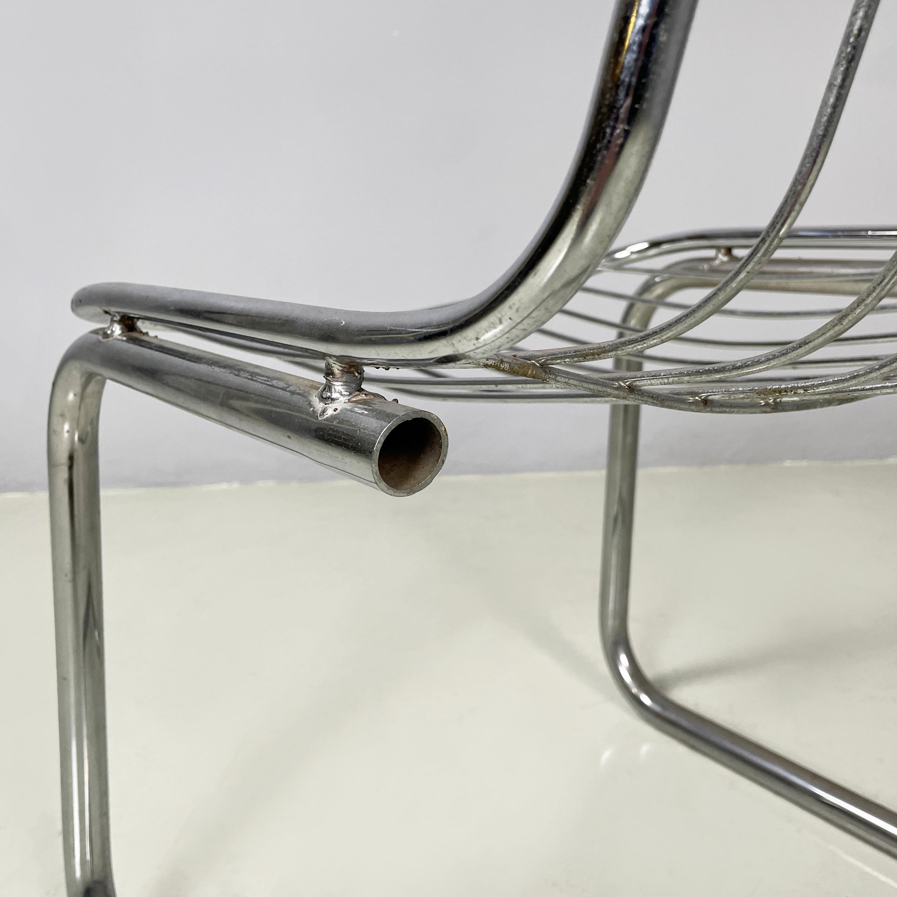 Italian modern Chair in metal rods and tubing, 1970s 9