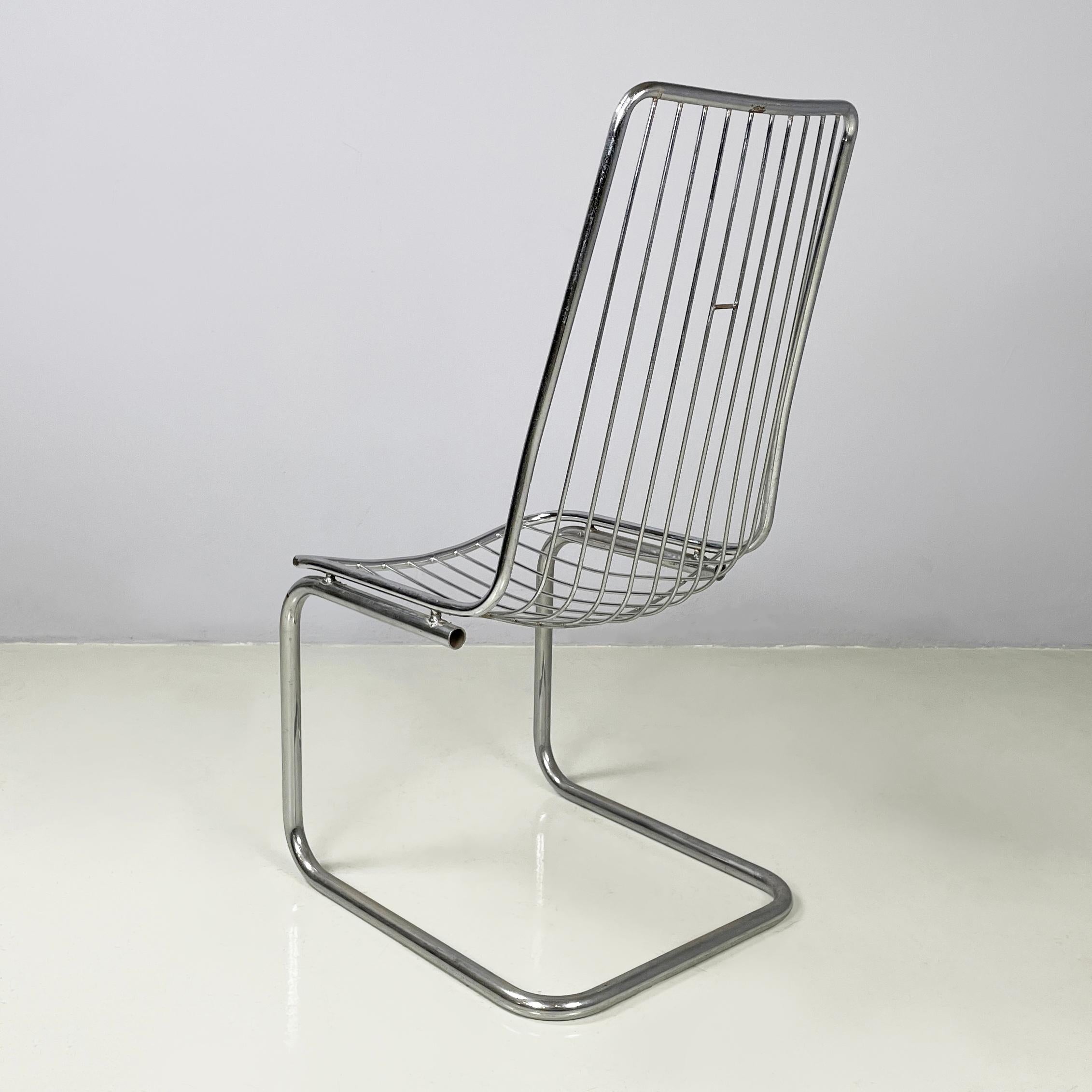 Italian modern Chair in metal rods and tubing, 1970s In Fair Condition In MIlano, IT