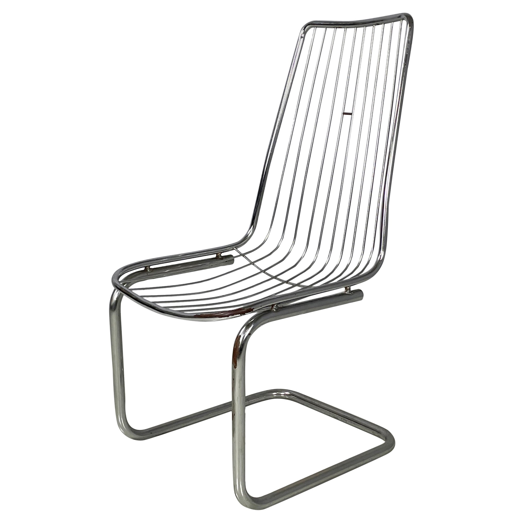 Italian modern Chair in metal rods and tubing, 1970s