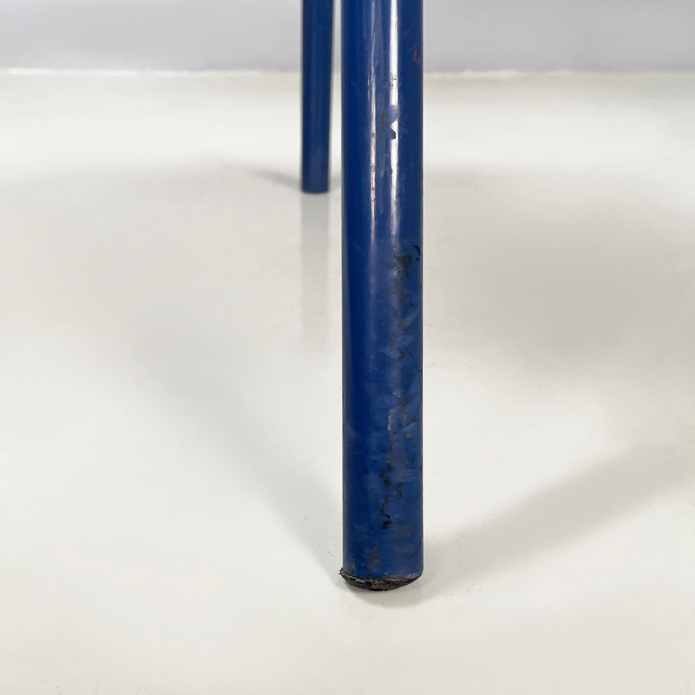 Italian modern Chair in wood and blue metal, 1970s For Sale 8