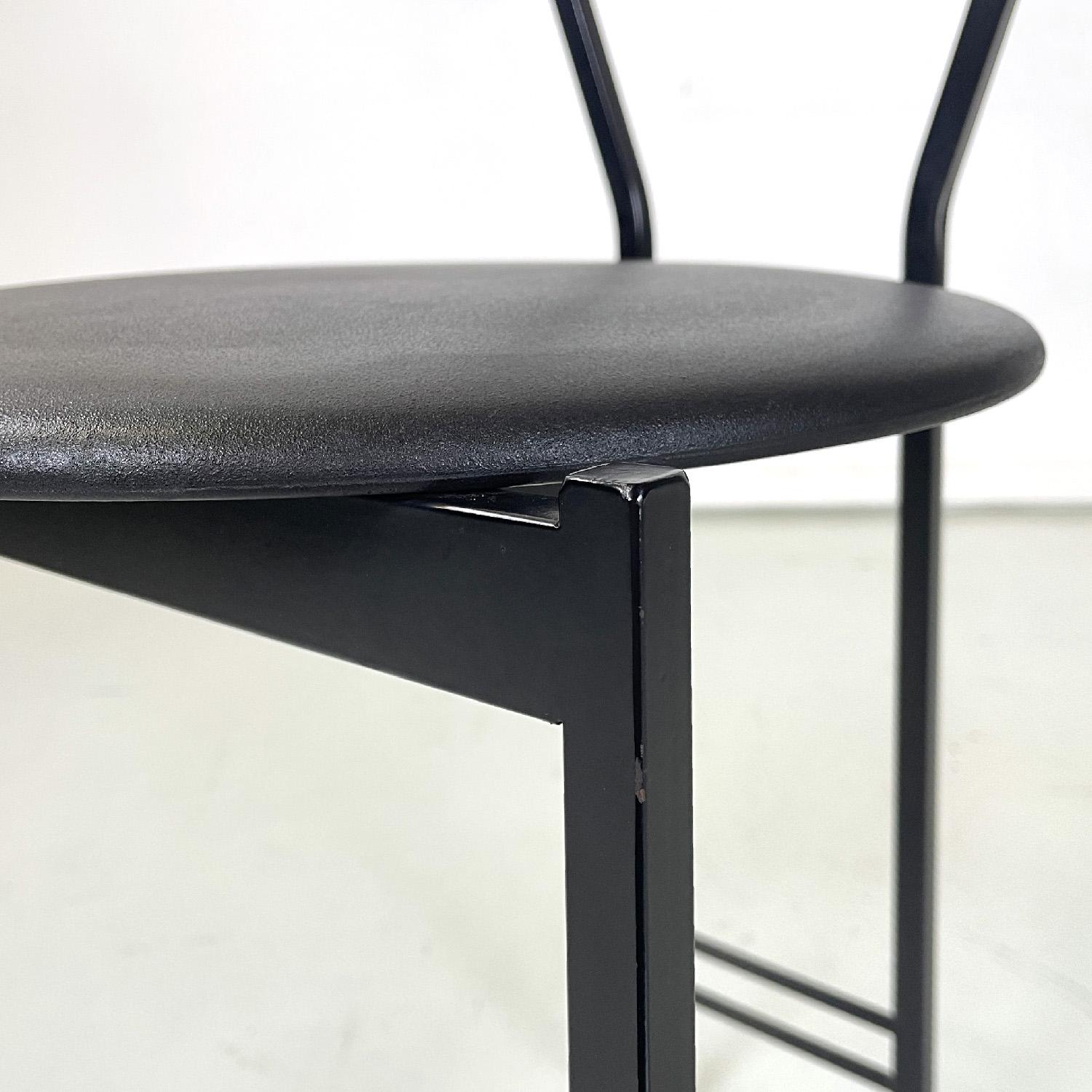 Italian modern chairs in black metal and rubber, 1980s For Sale 6