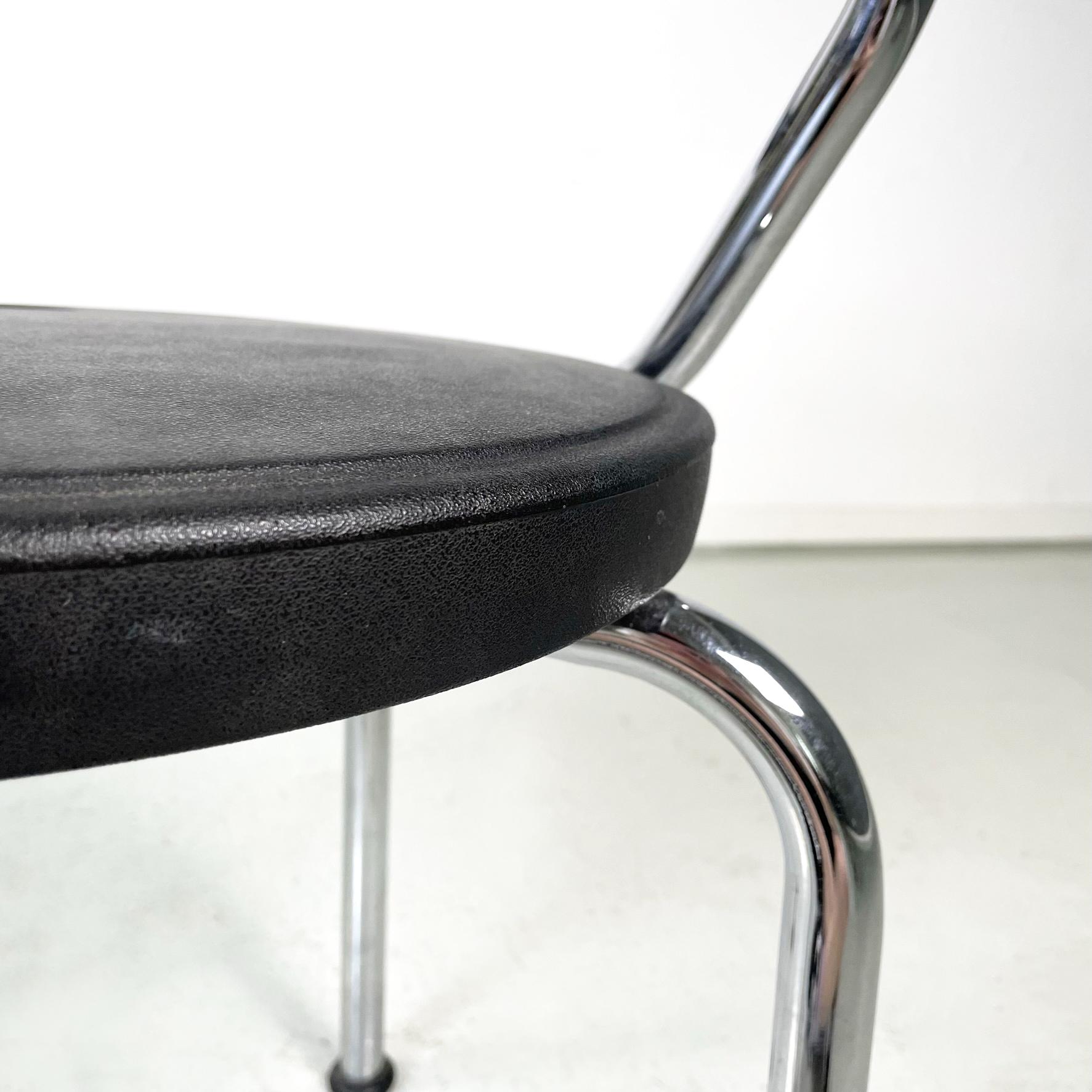 Italian Modern Chairs in Black Rubber and Metal by Airon, 1980s For Sale 2
