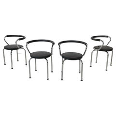 Italian Modern Chairs in Black Rubber and Metal by Airon, 1980s