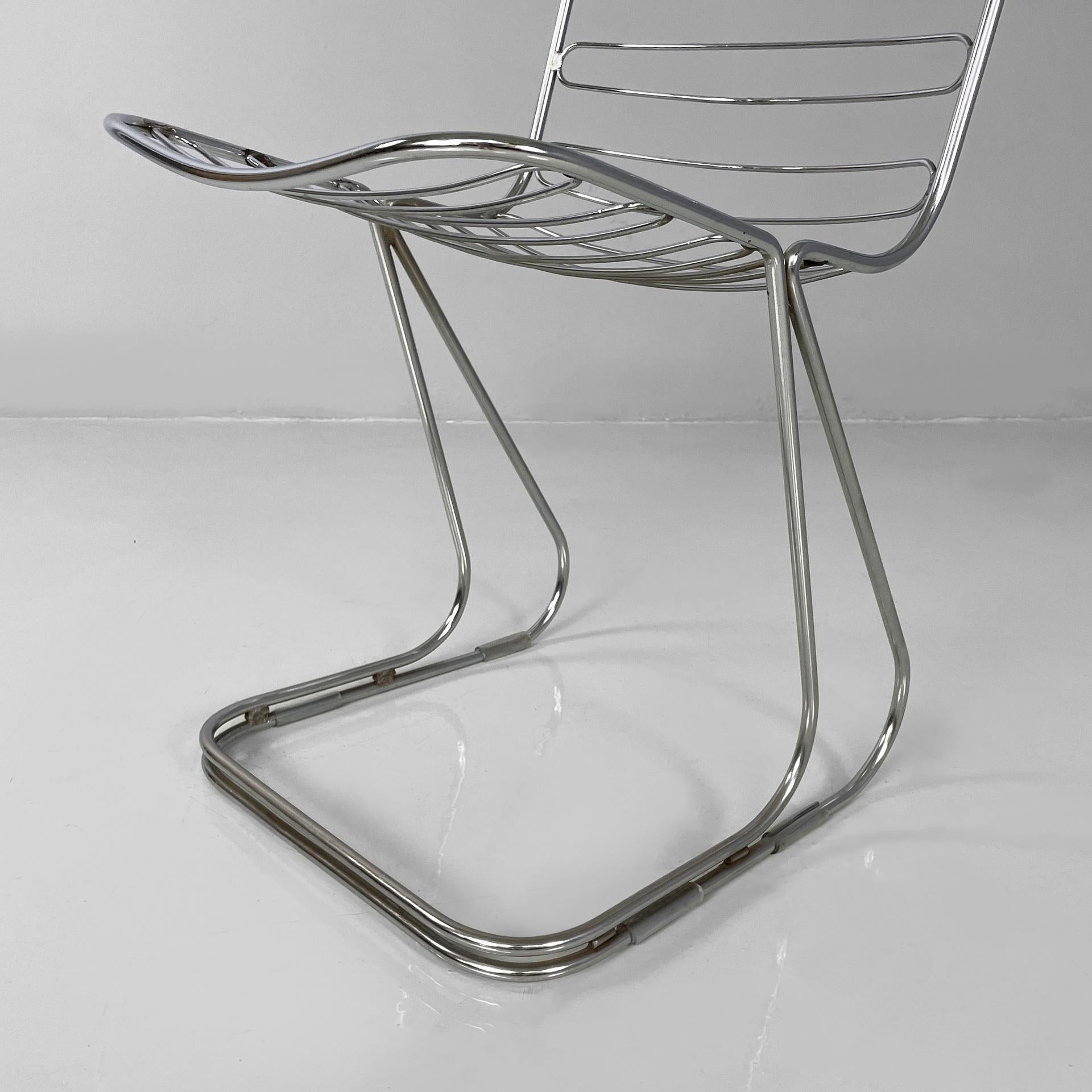 Sillas modernas italianas de varillas de acero cromado, años 70 en venta 8
