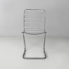 Italian modern chairs in chromed steel rods, 1970s