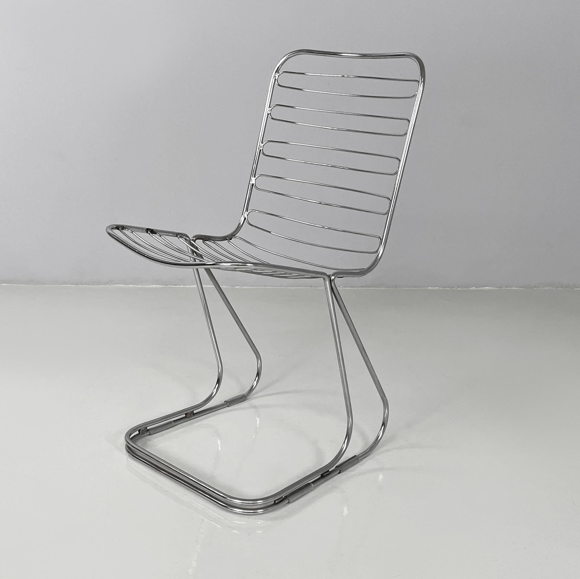 Sillas modernas italianas de varillas de acero cromado, años 70 Moderno en venta