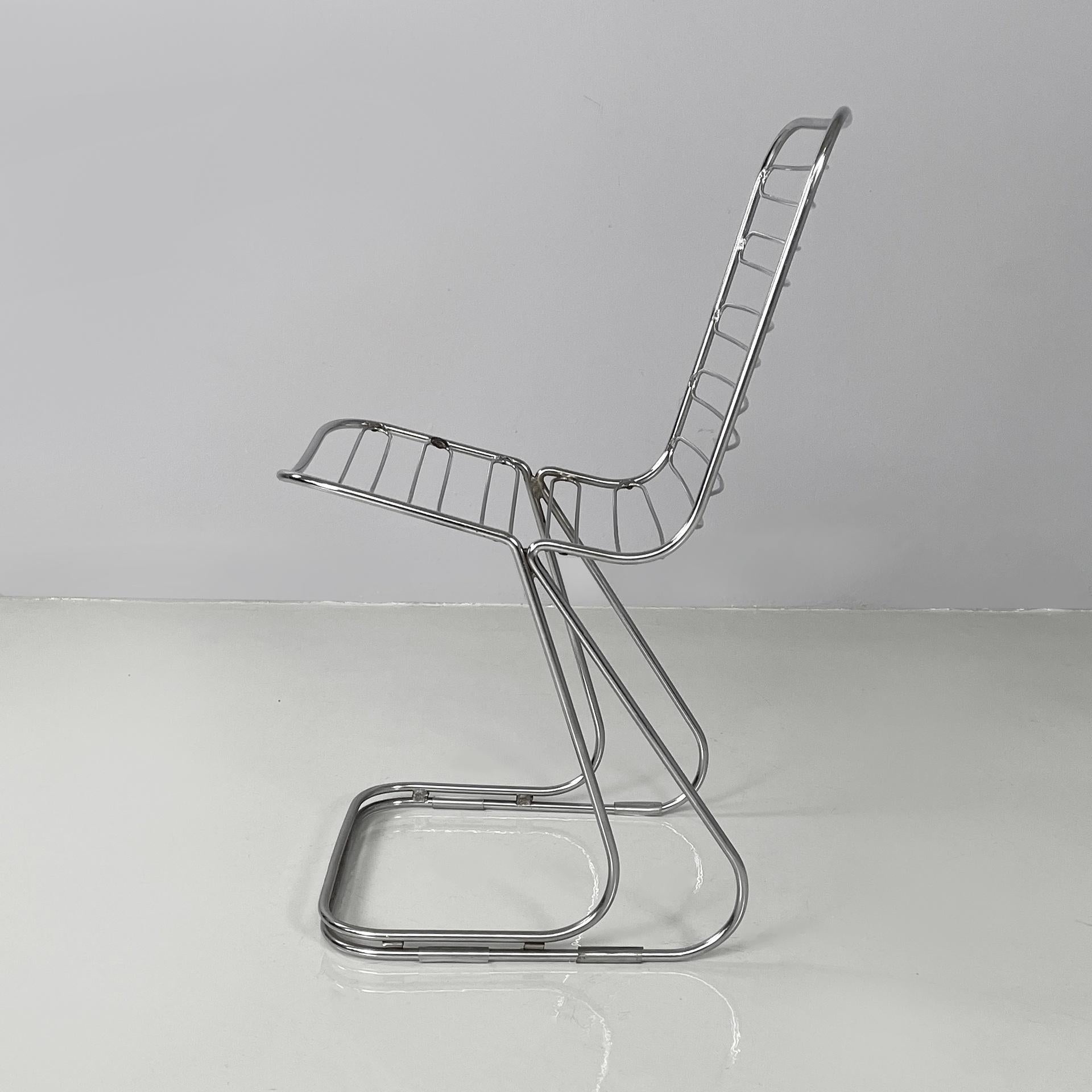 Sillas modernas italianas de varillas de acero cromado, años 70 Italiano en venta