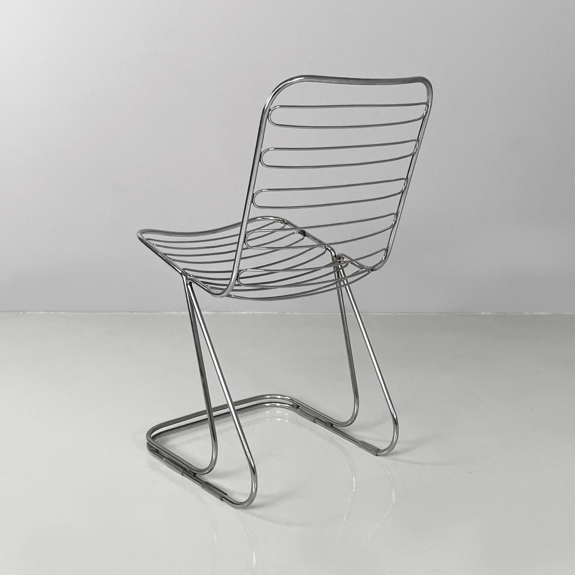Sillas modernas italianas de varillas de acero cromado, años 70 en Bueno estado para la venta en MIlano, IT