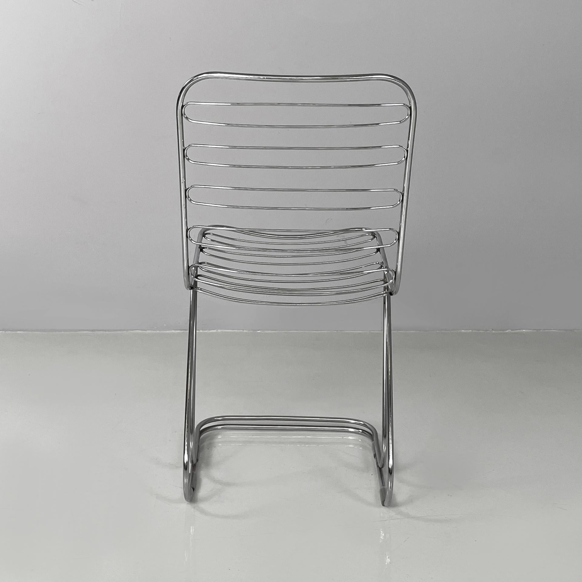 Sillas modernas italianas de varillas de acero cromado, años 70 finales del siglo XX en venta
