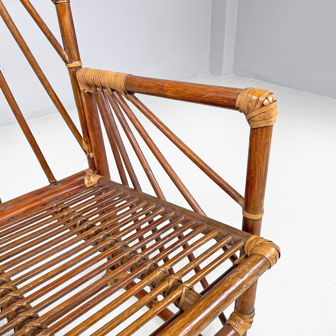 Italian modern chairs in rattan by Dal Vera with radial structure, 1970s in vendita 9