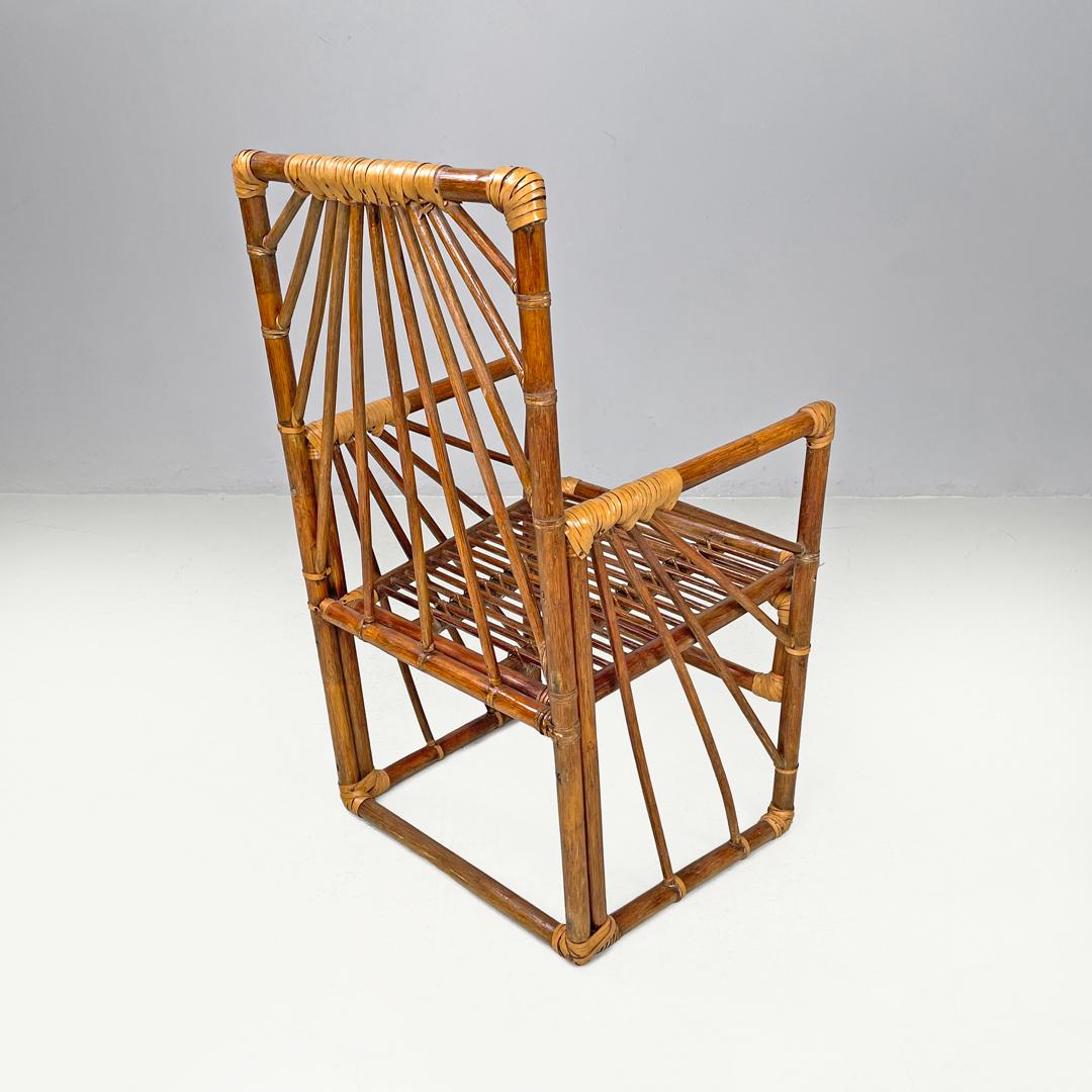 Late 20th Century Italian modern chairs in rattan by Dal Vera with radial structure, 1970s in vendita