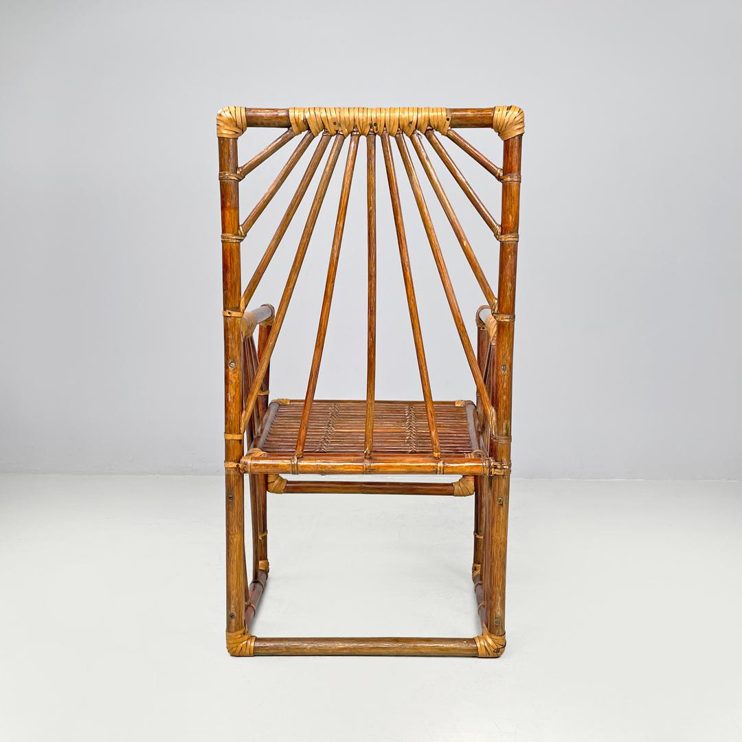 Pelle Italian modern chairs in rattan by Dal Vera with radial structure, 1970s in vendita