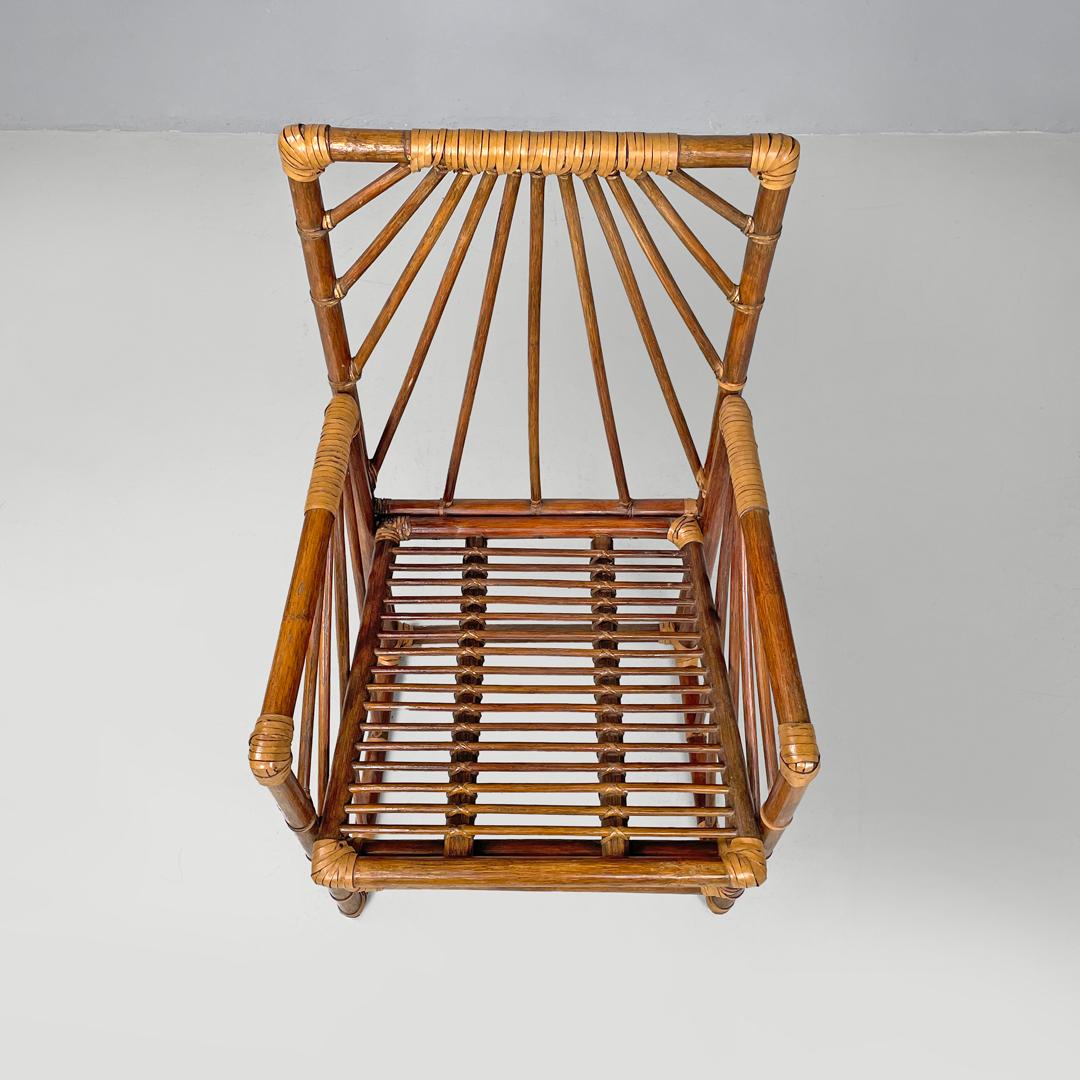 Italian modern chairs in rattan by Dal Vera with radial structure, 1970s in vendita 1