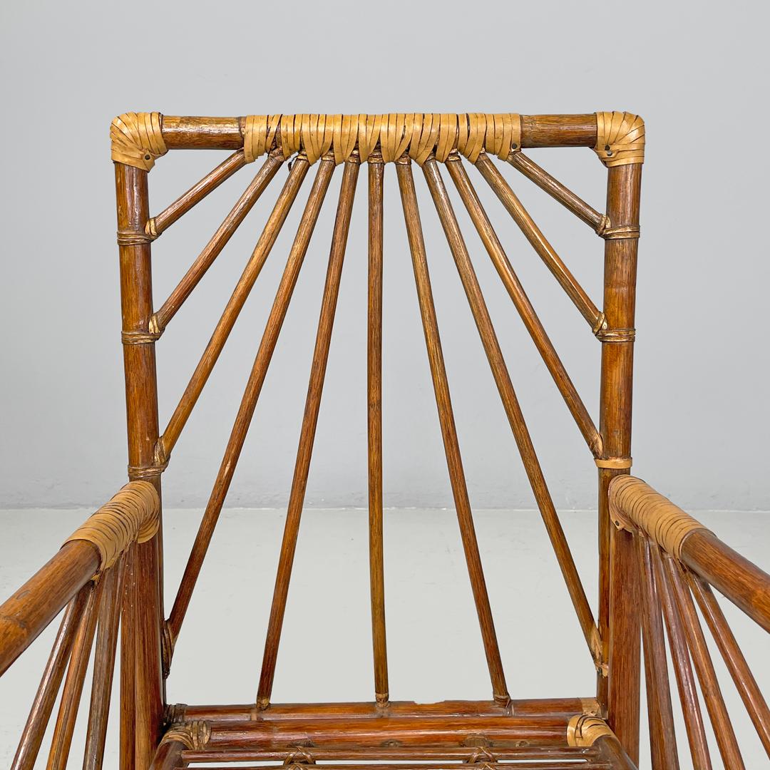Italian modern chairs in rattan by Dal Vera with radial structure, 1970s in vendita 2