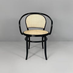 Chaises modernes italiennes en paille et bois noir, 1970