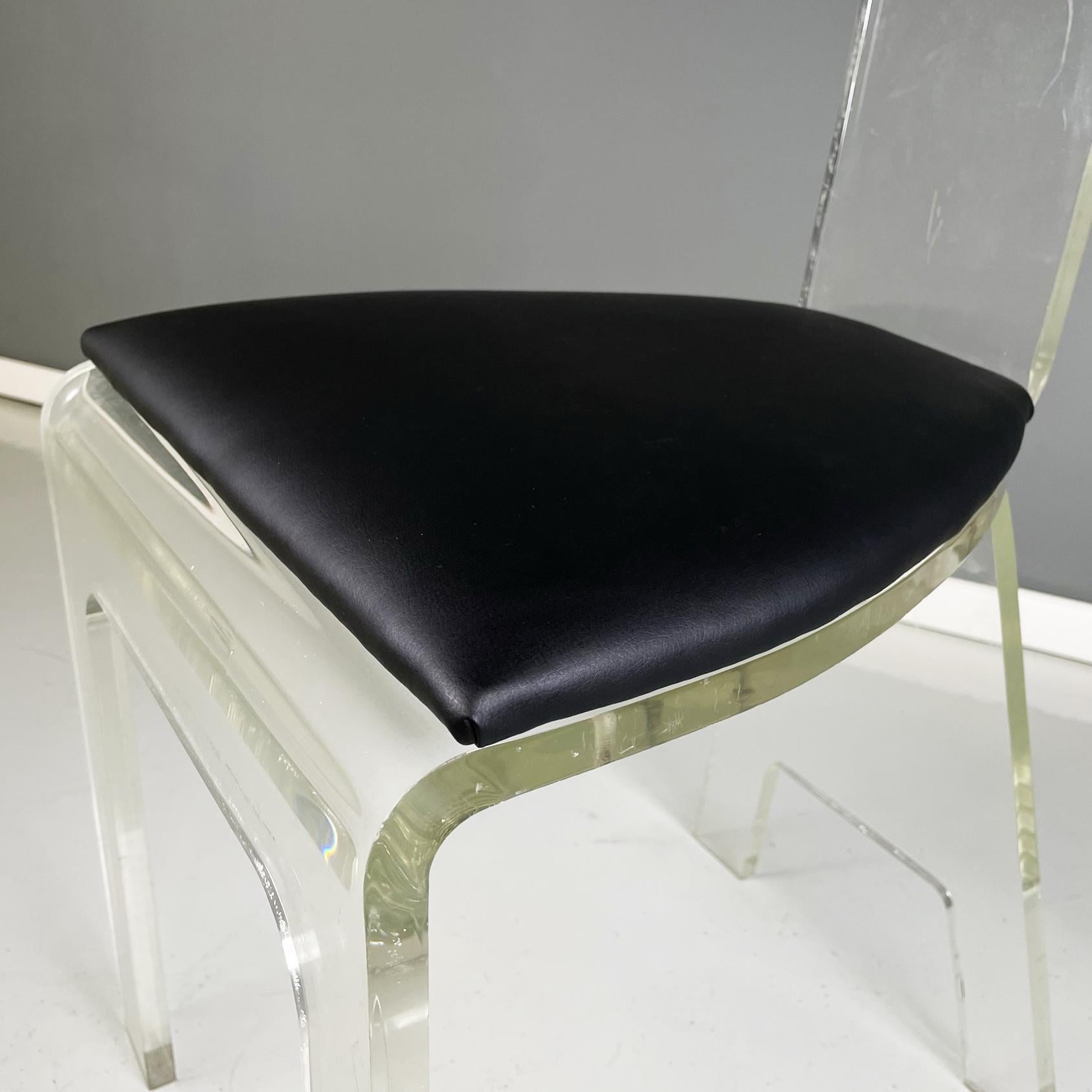 Italian modern Chairs in transparent thick plexiglass and black sky, 1980s For Sale 7