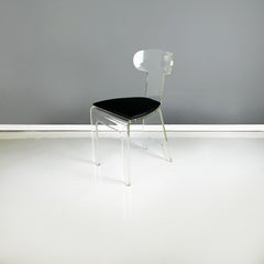 Italian modern Chairs in transparent thick plexiglass and black sky, 1980s