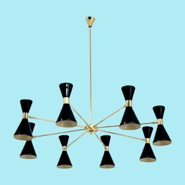 Lampadario moderno in ottone e smalto di Fabio LTD in vendita 5
