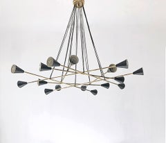 Italian Modern Chandelier in Brass and Enamel by Fabio Ltd