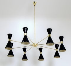 Italian Modern Chandelier in Brass and Enamel by Fabio Ltd