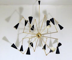 Italian Modern Chandelier in Brass and Enamel by Fabio Ltd