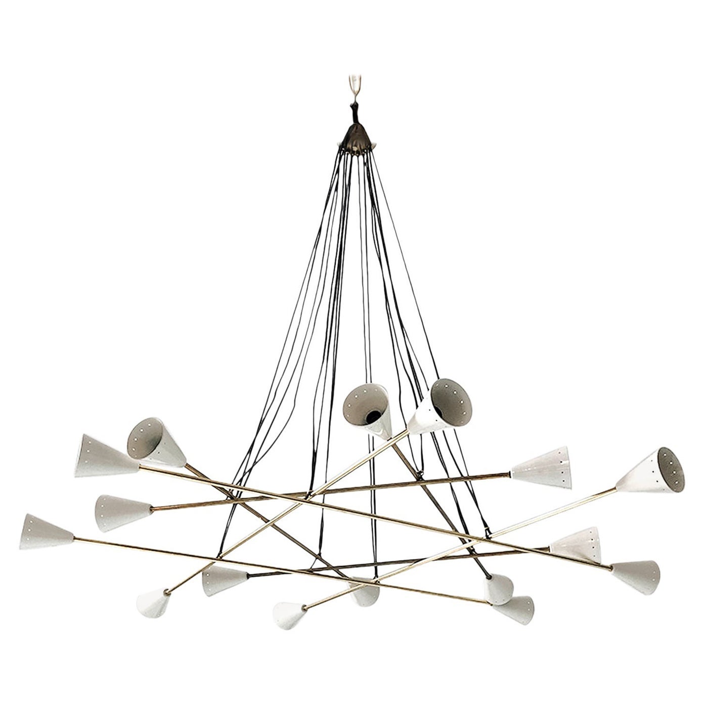 Italian Modern Chandelier in Brass and Enamel by Fabio Ltd
