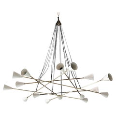 Italian Modern Chandelier in Brass and Enamel by Fabio Ltd