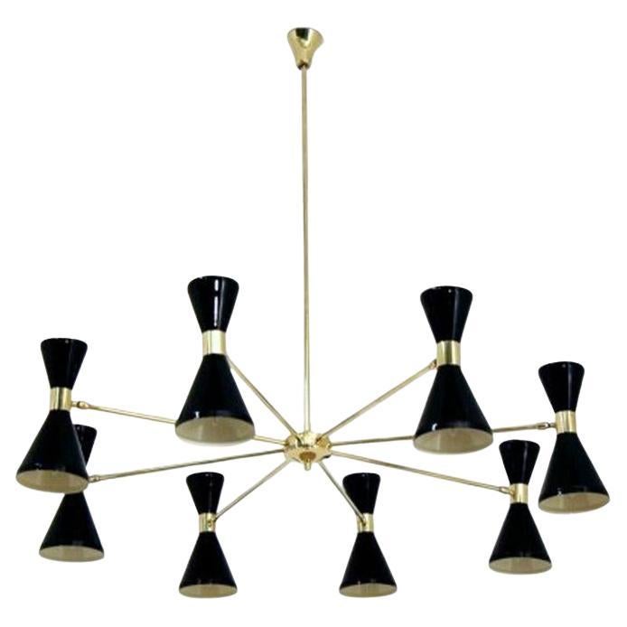 Lampadario moderno in ottone e smalto di Fabio LTD