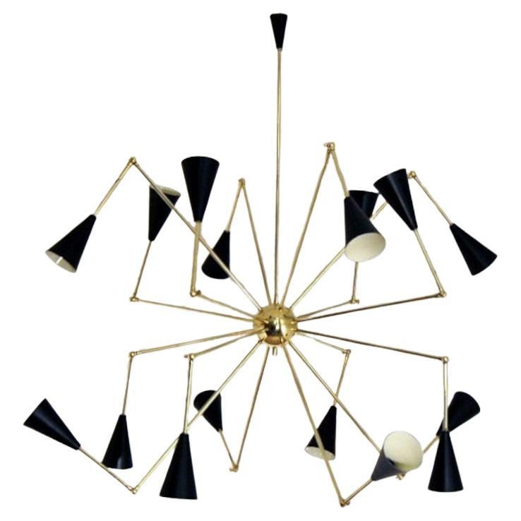 Italian Modern Chandelier in Brass and Enamel by Fabio Ltd For Sale