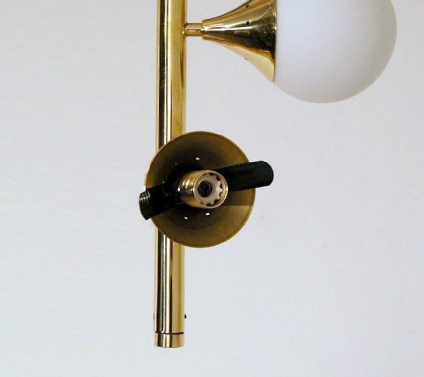 Italian Modern Chandelier in Brass and Opaline Glass by Fabio Ltd In New Condition For Sale In Los Angeles, CA