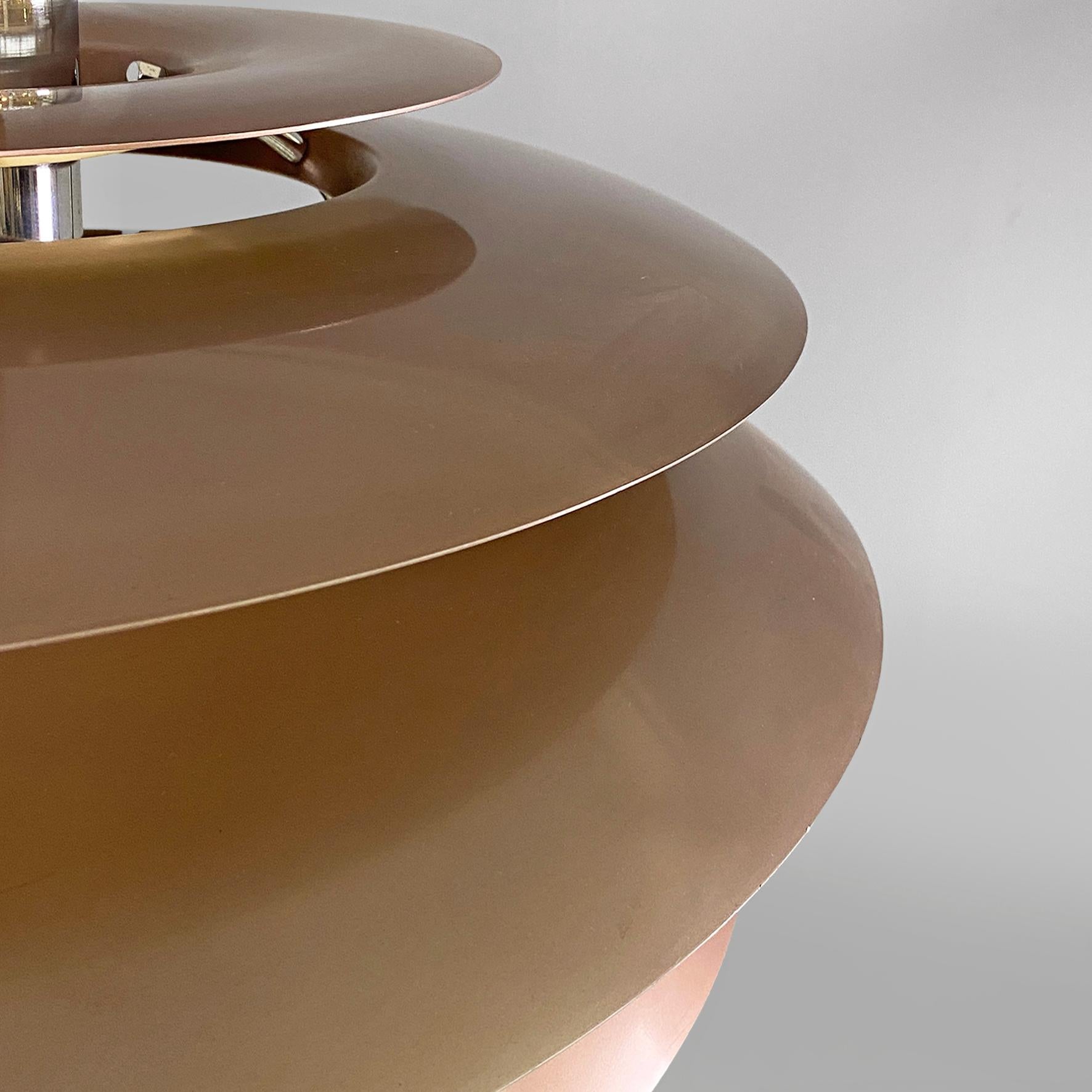 Italian modern chandelier mod. 1262 by Stilnovo in metal and copper color, 1960s For Sale 11