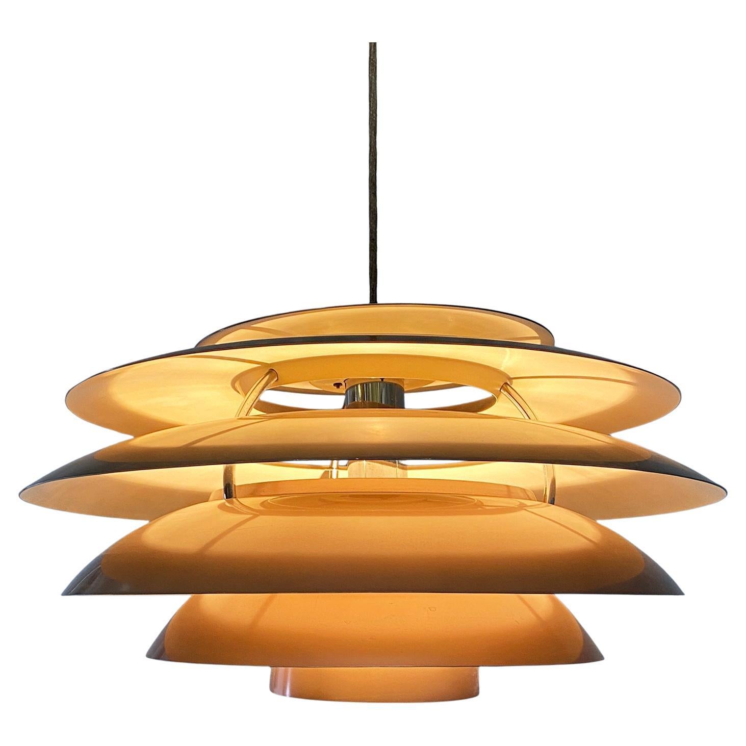 Italian modern chandelier mod. 1262 by Stilnovo in metal and copper color, 1960s For Sale