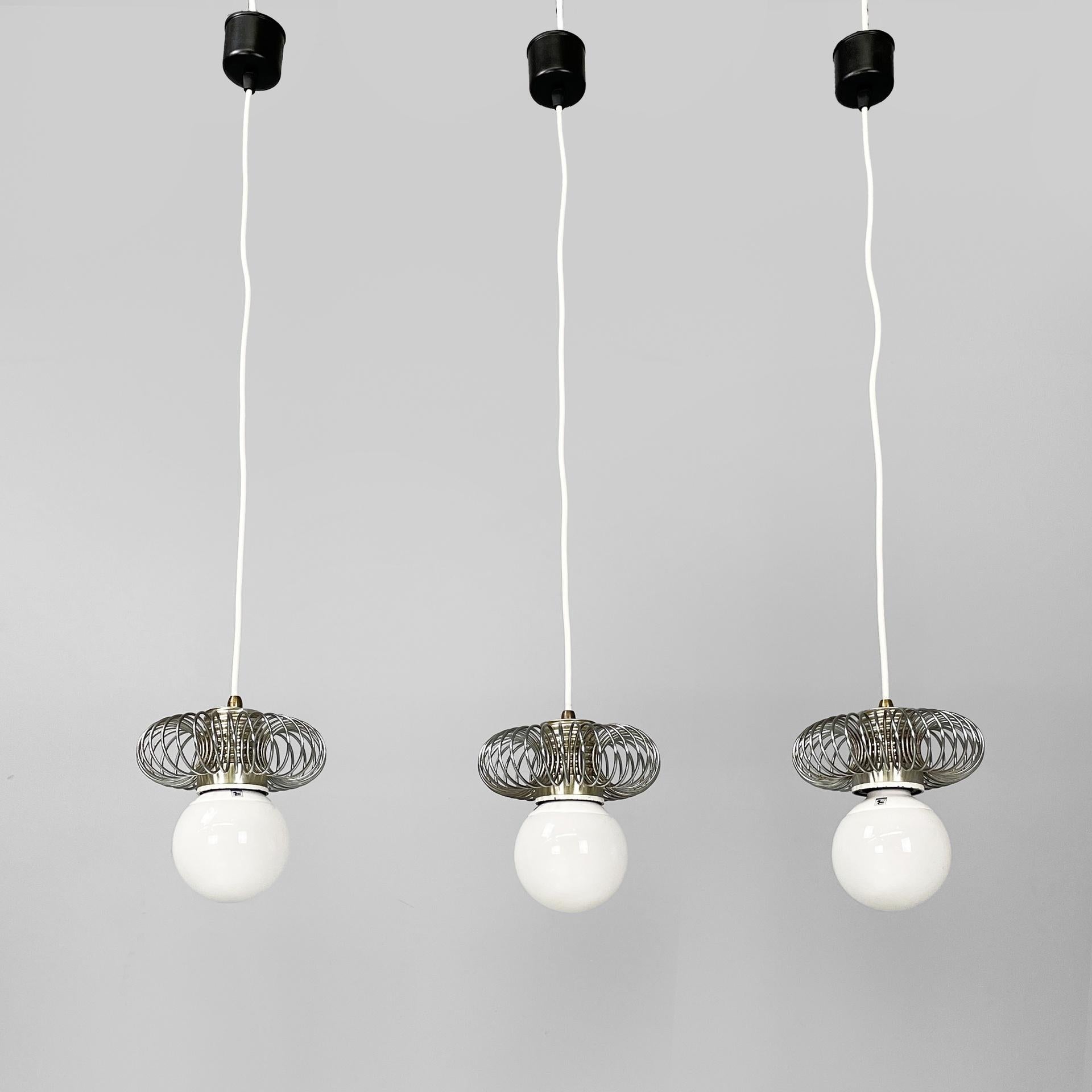 Moderne Italian modern chandeliers in metal with spiral structure, 1980s en vente