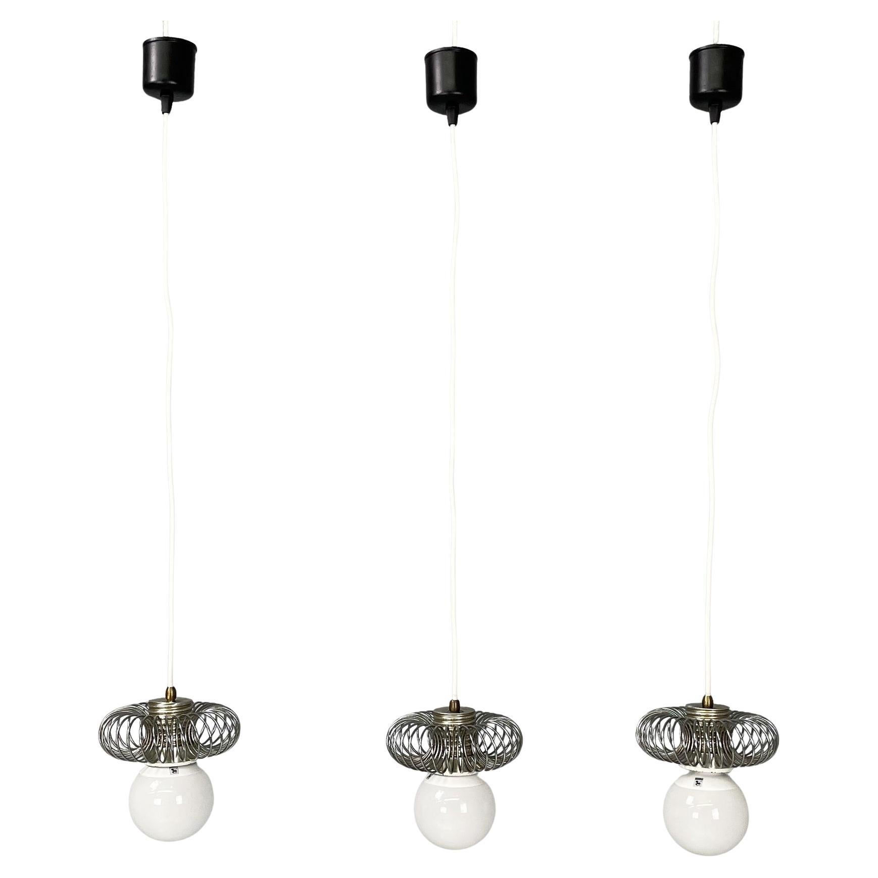 Italian modern chandeliers in metal with spiral structure, 1980s