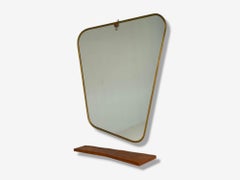 Italian Modern, Cherrywood, Glass, Console with Mirror, Italy, 1950s