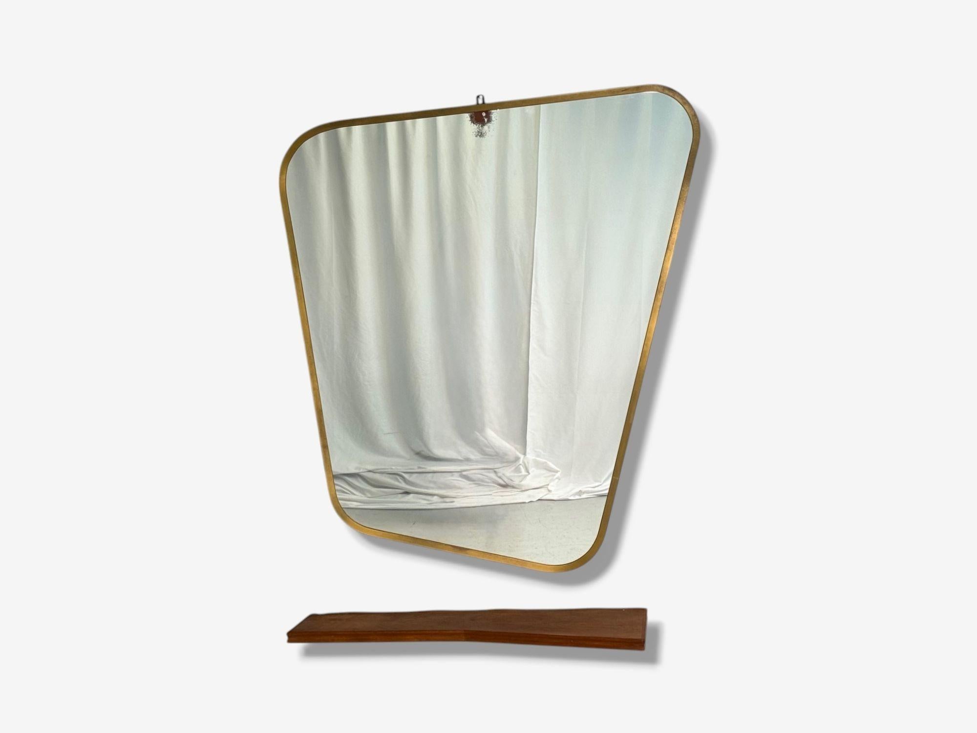 Mid-Century Modern Console moderne italienne en cerisier et verre avec miroir, Italie, années 1950 en vente