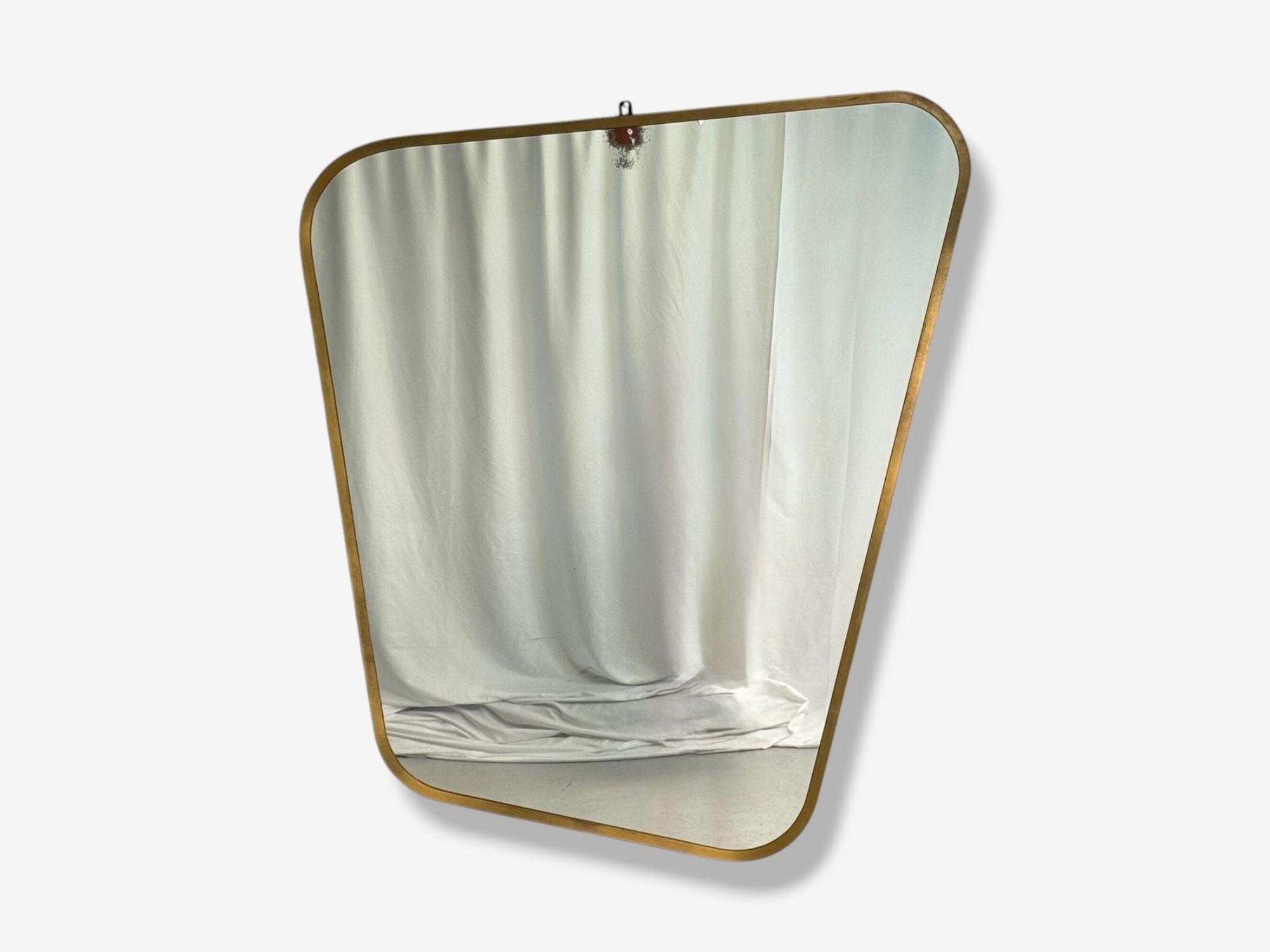 Console moderne italienne en cerisier et verre avec miroir, Italie, années 1950 Bon état - En vente à Manhasset, NY