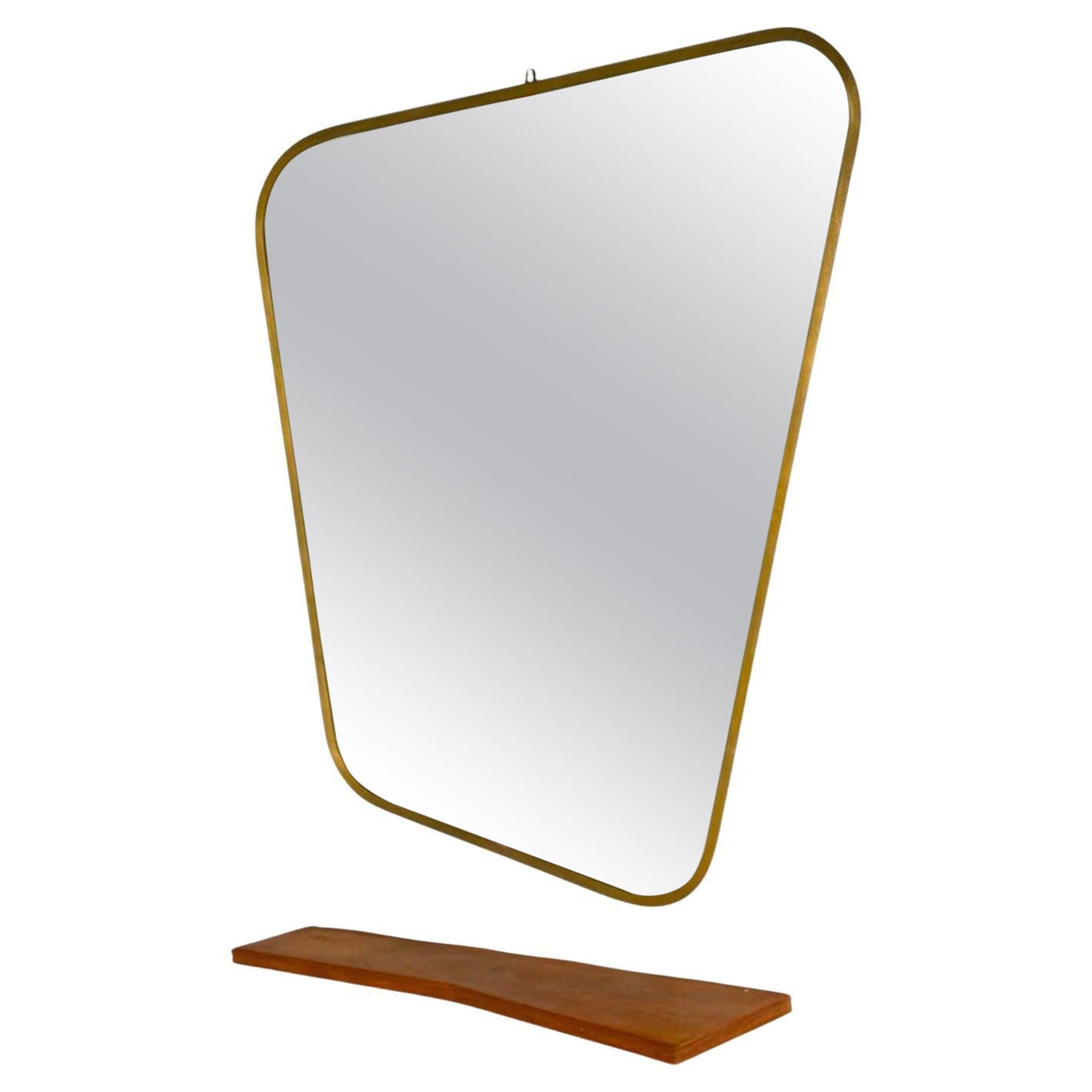 Console moderne italienne en cerisier et verre avec miroir, Italie, années 1950 en vente